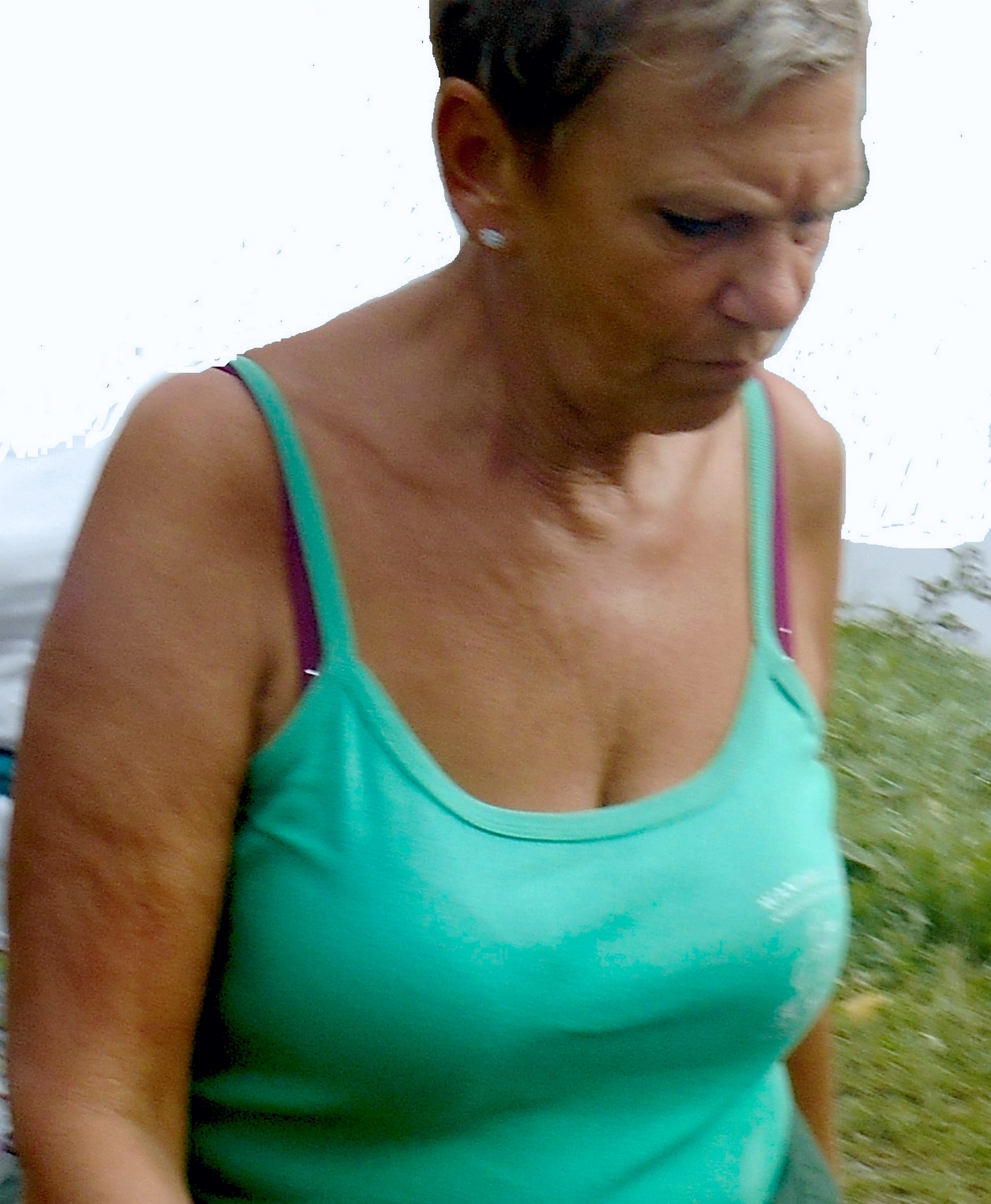 Topje, fijne bretel, 100% katoen, S tot XL, groen (7€)